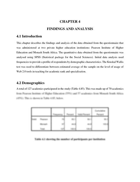 quantitative research chapter 4 format